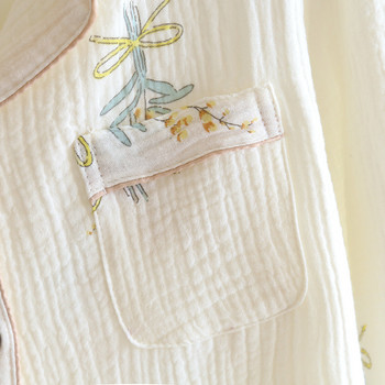 2023 Най-новите панталони с дълги ръкави Пролетни и есенни щампи на цветя Жълт цвят Свободно домашно облекло Спално облекло Дамски пижами