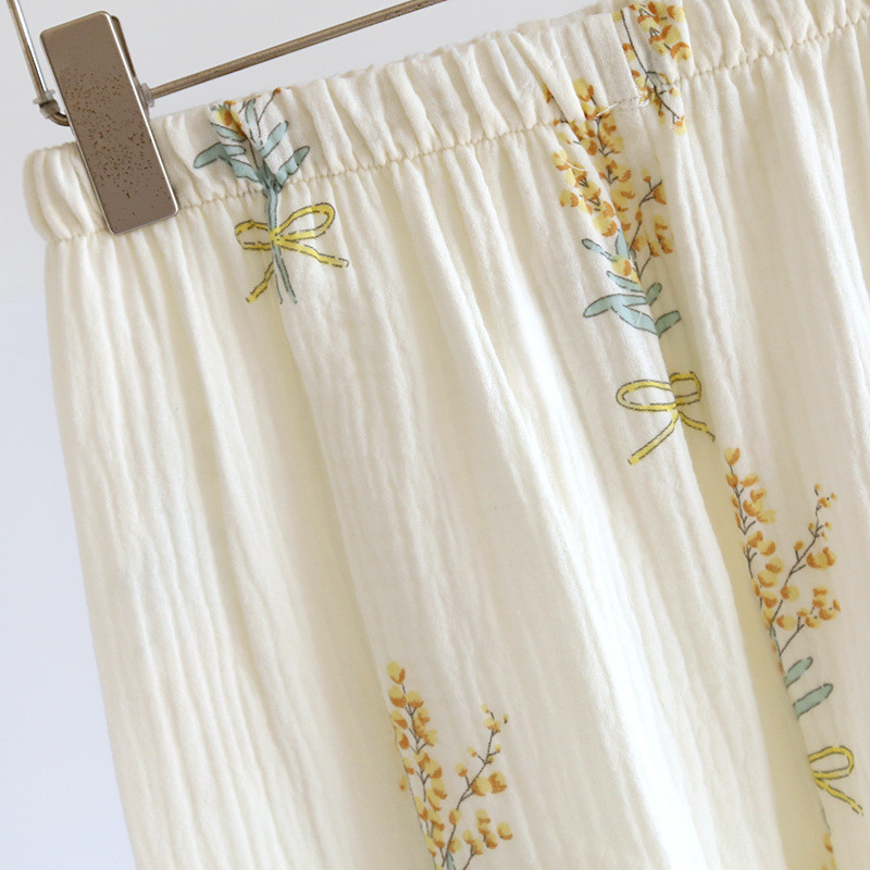 2023 legújabb hosszú ujjú nadrágok tavaszi és őszi virágmintás sárga színű laza otthoni hálóruha női pizsama