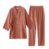 Bavlnené kimono s dlhým rukávom a dlhými nohavicami, sada 2 ks, domáce oblečenie, spoločenské oblečenie pre ženy, pyžamá