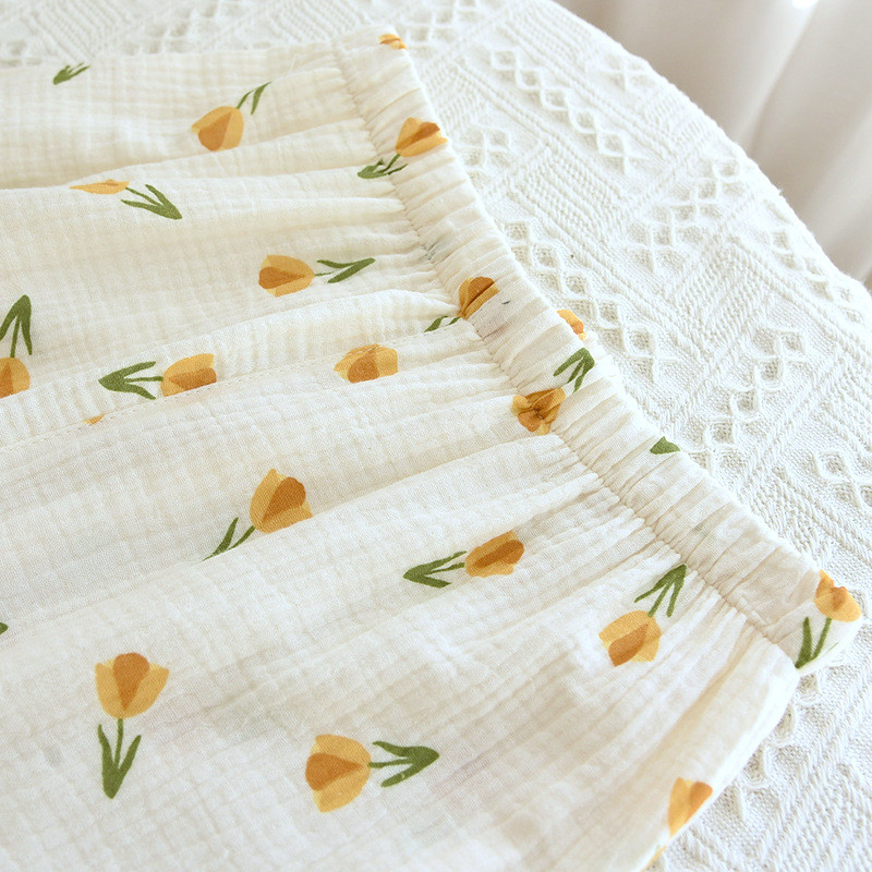 Πιτζάμες με εμπριμέ δύο κομματιών με κουμπιά Γυναικείες καλοκαιρινές αγνές βαμβακερές λεπτές φαρδιά μακρυμάνικα παντελόνια για το σπίτι σετ πιτζάμες Femme