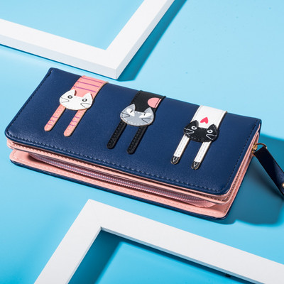 Γυναικείο πορτοφόλι γατιών κινουμένων σχεδίων PU Δερμάτινο γυναικείο κοντό πορτοφόλι Επωνυμία Σχεδιασμένο πορτοφόλι νομισμάτων Γυναικεία θήκη κάρτας Χαριτωμένο πορτοφόλι για κορίτσι