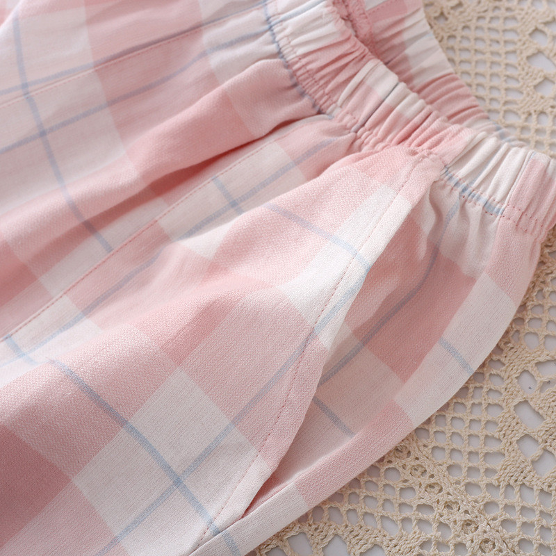 Φθινοπωρινή υφαντή Cottpm Πυτζάμα Pour Femme Ζακέτα μακρυμάνικο πουκάμισο μπλούζες με καρό σχέδιο παντελόνι 2 τμχ Σετ πιτζάμες Γυναικεία Ρούχα