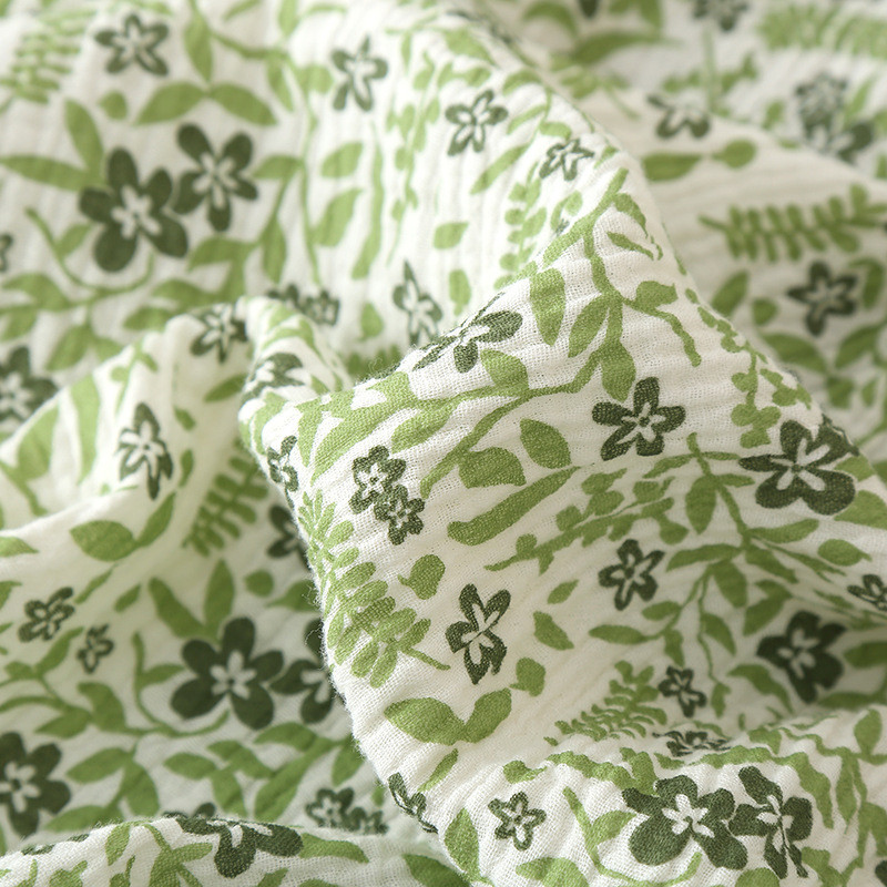 Bumbac, culoare verde, imprimare la modă, stil rural, floral, toamnă, set de pijamale cu mâneci lungi, cardigan, îmbrăcăminte pentru acasă, set de haine