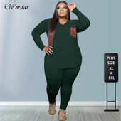Σετ παντελονιών Plus Size 5xl Σετ δύο τεμαχίων Γυναικεία Pocket Crop Top κολάν για τζόκινγκ Σετ αθλητικής φόρμας ασορτί Χονδρική Dropshipping