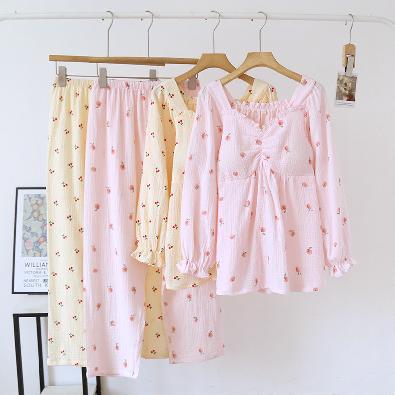 Pulover cu mâneci lungi Topuri cu pernă la piept Pantaloni lungi de toamnă din bumbac lejer, haine dulci și drăguțe pentru fete