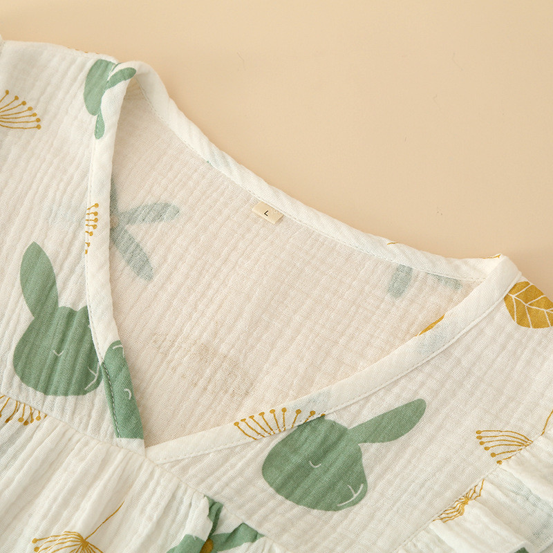 Βαμβακερά μακρυμάνικα Λεπτά μπλουζάκια ζακέτα με λαιμόκοψη V με μακρύ παντελόνι Σετ ρούχων για το σπίτι πιτζάμες για τη γυναικεία άνοιξη και το φθινόπωρο