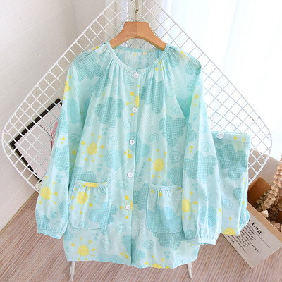 Femei, vară și toamnă, cu mâneci lungi, desene animate, haine drăguțe pentru acasă, pantaloni cardigan largi, talie reglabilă, costum de pijama din bumbac 99%