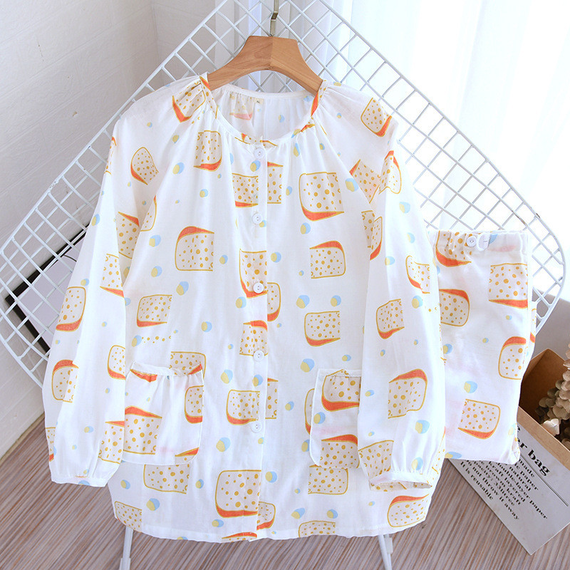 Γυναικεία Καλοκαιρινά και Φθινοπωρινά Μακρυμάνικα Cartoon Χαριτωμένα Ρούχα Σπίτι Φαρδιά Ζακέτα Παντελόνι Ρυθμιζόμενη μέση 99% Βαμβακερό κοστούμι πιτζάμες