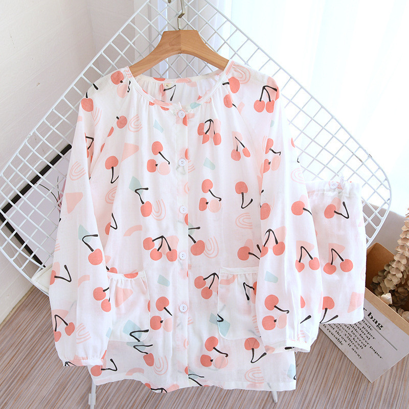 Γυναικεία Καλοκαιρινά και Φθινοπωρινά Μακρυμάνικα Cartoon Χαριτωμένα Ρούχα Σπίτι Φαρδιά Ζακέτα Παντελόνι Ρυθμιζόμενη μέση 99% Βαμβακερό κοστούμι πιτζάμες