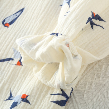 Есенни обикновени жилетки с кръгло деколте и дълги ръкави Памучни панталони Комплект пижами Дамски памучен тънък широк комплект домашни дрехи