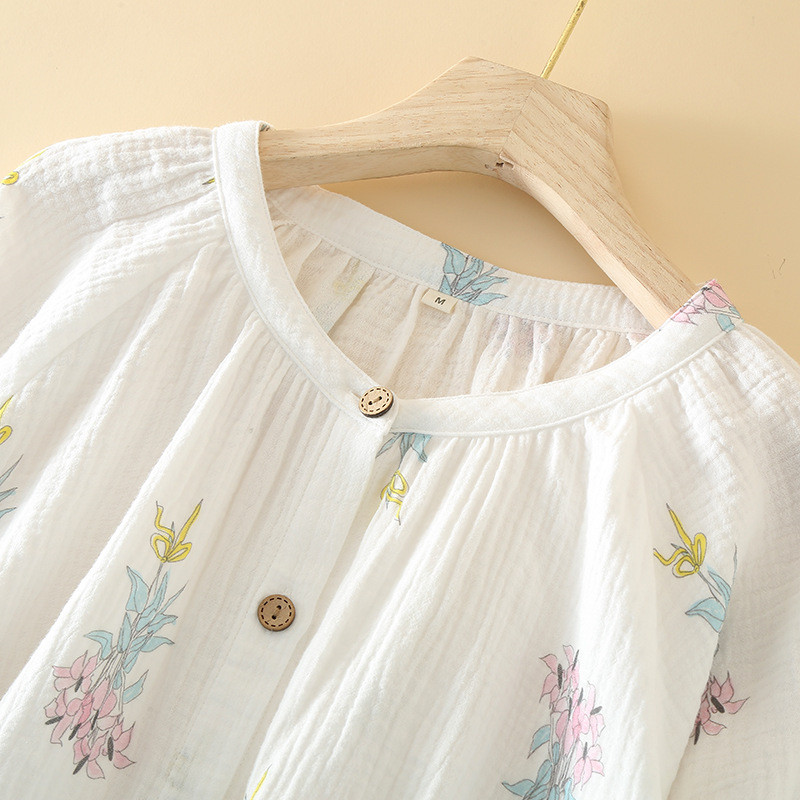 Jesenski jednostavni kardigan s okruglim izrezom i dugim rukavima Pamučne hlače Komplet pidžama Ženski pamučni tanki široki komplet kućne odjeće