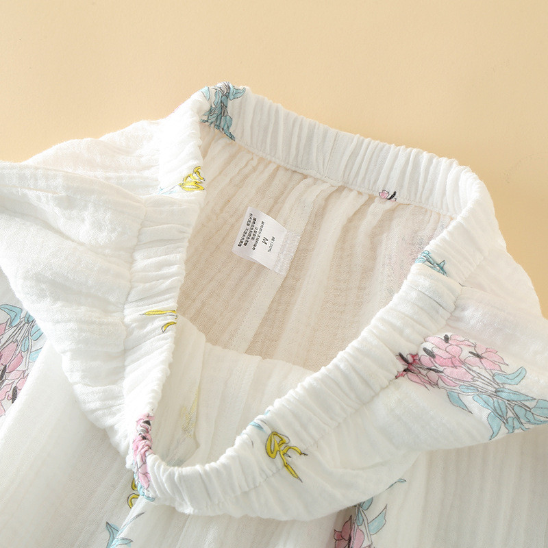 Jesenski jednostavni kardigan s okruglim izrezom i dugim rukavima Pamučne hlače Komplet pidžama Ženski pamučni tanki široki komplet kućne odjeće