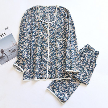 Комплекти пижами от бяла жилетка с щампована коприна за жени 2022 пролет, лято и есен с принт Тънко свободно домашно облекло Pijama Mujer