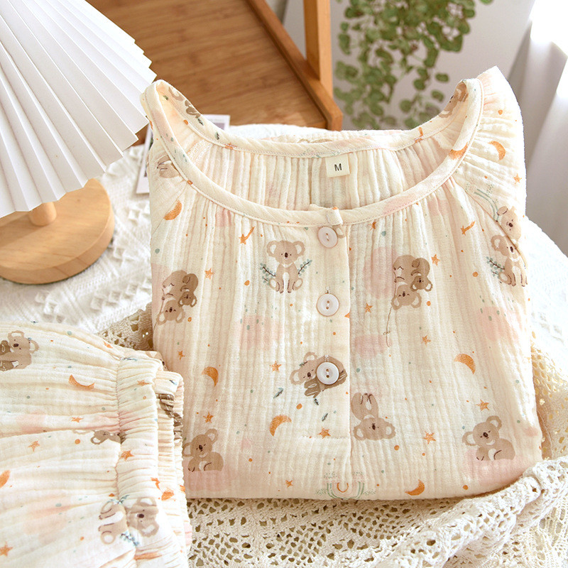 2023 pijamale noi pentru femei primăvara și toamna drăguț ursuleț cu mâneci lungi 100% bumbac haine pentru femei costum acasă