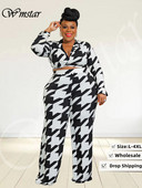 Wmstar Plus Size Two Piece ρούχα Γυναικεία φθινοπωρινά ρούχα στάμπα επίδεσμος επάνω φαρδύ σετ ασορτί ποδιών 2022 Νέο χονδρικό Dropshipping