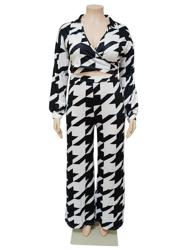 Wmstar Plus Size Two Piece ρούχα Γυναικεία φθινοπωρινά ρούχα στάμπα επίδεσμος επάνω φαρδύ σετ ασορτί ποδιών 2022 Νέο χονδρικό Dropshipping