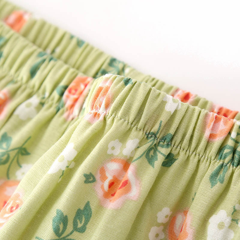 Ανοιξιάτικες και Καλοκαίρι Βαμβακερές Πυτζάμες Γυναικείες Four Seasons Λεπτό πέτο Μακρυμάνικο Παντελόνι Ρούχα για το σπίτι Σετ Ποιμενικό Σετ δύο τεμαχίων