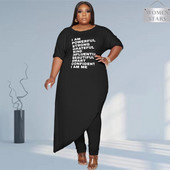 Seturi de rochii de mărime Plus Ținute 2 piese Haine pentru femei Comerț cu ridicata Decolteu O Top lejer Stil lung Jambiere Tinute de trening Dropshipping