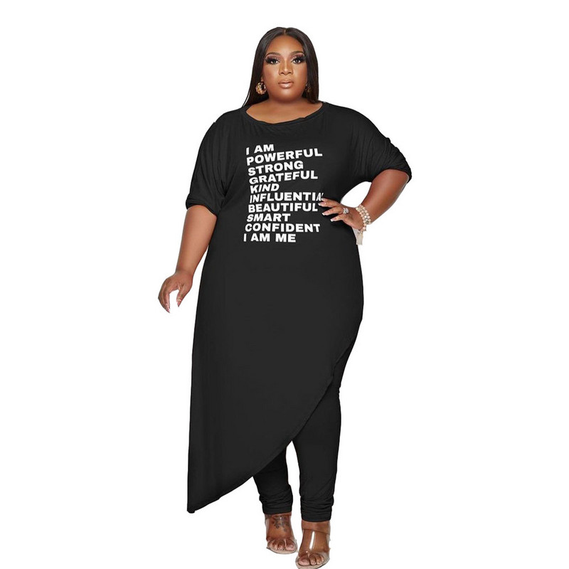 Seturi de rochii de mărime Plus Ținute 2 piese Haine pentru femei Comerț cu ridicata Decolteu O Top lejer Stil lung Jambiere Tinute de trening Dropshipping