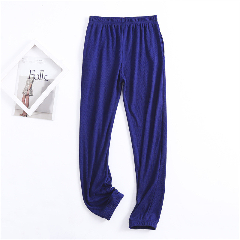 Țesătură de vafe din bumbac, moale și confortabilă, pentru femei, cu mâneci lungi, cu gât rotund, cu pulover, cu pantaloni lungi, set de pijamale pentru acasă