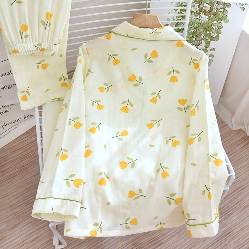 Γυναικεία Ανοιξιάτικη και Καλοκαιρινή Λεπτό Μακρυμάνικο Παντελόνι Σπίτι Ρούχα Πέτο Λουλούδι Πιτζάμα Γυναικεία Πυτζάμα Pour Femme