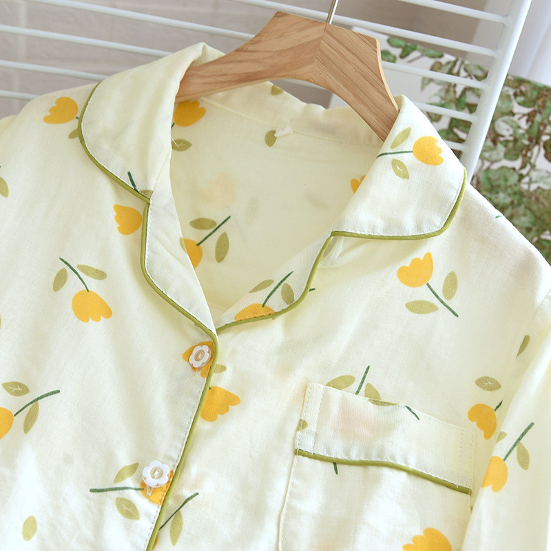 Γυναικεία Ανοιξιάτικη και Καλοκαιρινή Λεπτό Μακρυμάνικο Παντελόνι Σπίτι Ρούχα Πέτο Λουλούδι Πιτζάμα Γυναικεία Πυτζάμα Pour Femme