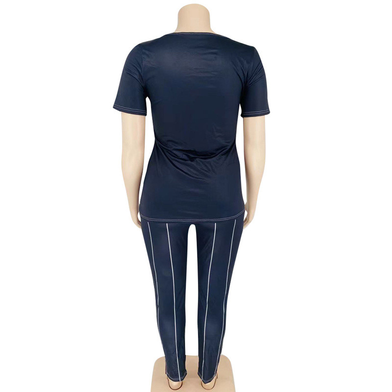 Γυναικεία ρούχα σε μεγάλο μέγεθος σετ δύο τεμαχίων Καλοκαιρινά ελαστικά μπλούζες και παντελόνια Σετ κολάν γραφείου Γυναικεία ρούχα Dropshipping Χονδρική