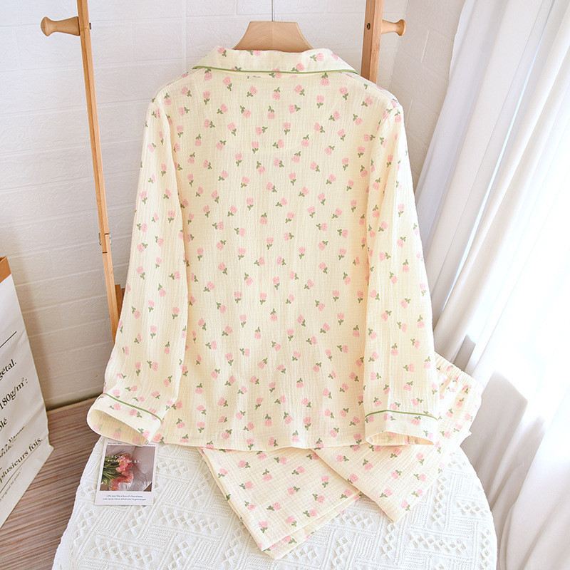 Μακρυμάνικο μακρύ παντελόνι κοστούμι πιτζάμες για γυναικεία ανοιξιάτικη και φθινοπωρινή λεπτό ύφασμα Φορέστε σπίτι Βαμβακερά μαλακά υπνοδωμάτια Γυναικεία ρούχα