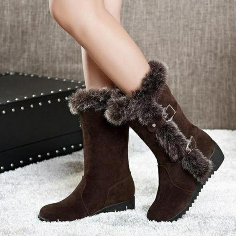 Dámske zimné topánky, čižmy do polovice lýtok, vysoké, klasické, hrubé flísové, modely, snehové čižmy, Muje, plus veľkosť 35-42