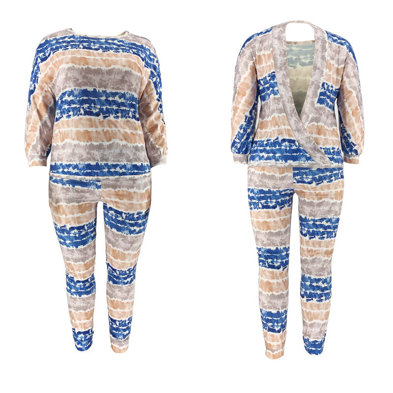 Σετ δύο τεμαχίων σετ συν μεγεθών Γυναικεία ρούχα Αθλητικά Αθλητικά μακρυμάνικα μπλουζάκια και παντελόνια σετ σέξι ρούχα Χονδρική Dropshipping