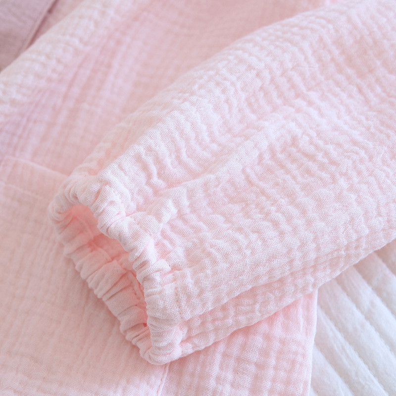 Νέο Color-blocked κρέπ κοστούμι πιτζάμα Γυναικεία 2022 Άνοιξη και Φθινόπωρο από βαμβακερά νήματα Μακρυμάνικο σύνολο Femme 2 Pièces Homewear