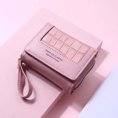 Fashion Square καρό Γυναικείο κοντό πορτοφόλι Τσάντες μεγάλης χωρητικότητας με φερμουάρ πολλαπλών καρτών για γυναίκες 2022 Trendy Texture Πορτοφόλι 3 διπλών νομισμάτων