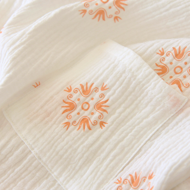 Pijama japoneză pentru fete Kimono drăguț cu mâneci lungi din bumbac, primăvară și toamnă, vară, imprimare simplă, costum de dormit acasă