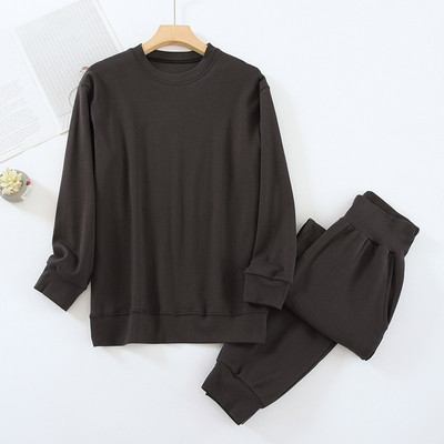 2023 Νέες γυναικείες πιτζάμες ανοιξιάτικες και φθινοπωρινές βαμβακερές μακρυμάνικοι, μη τυπωμένες, casual loose κοστούμι πιτζάμες Απλά καθημερινά ρούχα για το σπίτι