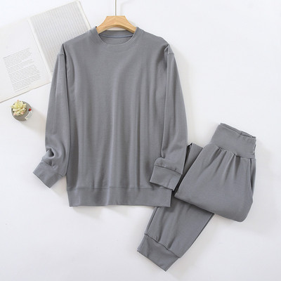 2023 Νέες γυναικείες πιτζάμες ανοιξιάτικες και φθινοπωρινές βαμβακερές μακρυμάνικοι, μη τυπωμένες, casual loose κοστούμι πιτζάμες Απλά καθημερινά ρούχα για το σπίτι