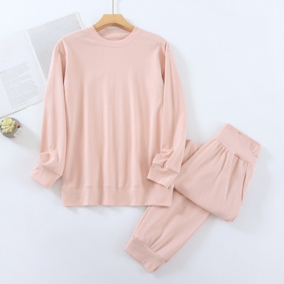 2023 Νέες γυναικείες πιτζάμες ανοιξιάτικες και φθινοπωρινές βαμβακερές μακρυμάνικοι, μη τυπωμένες, casual loose κοστούμι πιτζάμες Απλά καθημερινά ρούχα για το σπίτι