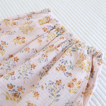 Пижами от чист памук Дамски пролетни и летни горски флорални свежи спални облекла с кръгло деколте Двуслойна марля Японски домашен костюм