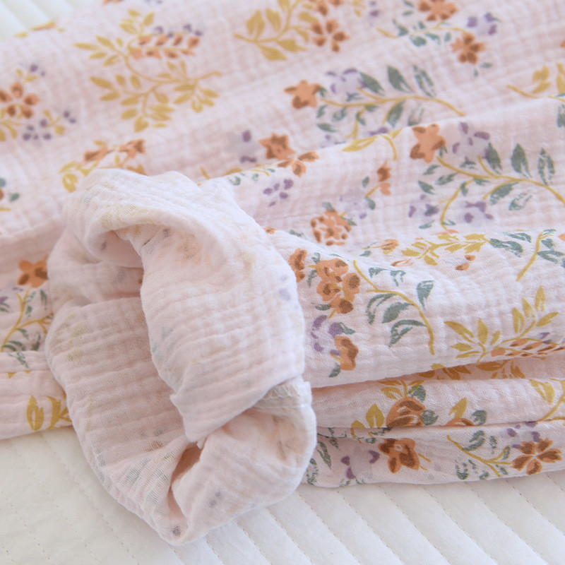 Πιτζάμες από καθαρό βαμβάκι Γυναικείες ανοιξιάτικες και καλοκαιρινές δασικές φλοράλ φρέσκες πυζάμες με στρογγυλή λαιμόκοψη Διπλή γάζα ιαπωνική φόρμα σπιτιού