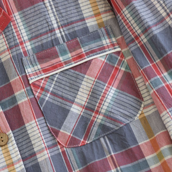 Пролет и есен Най-новият памучен комплект пижами в минималистичен стил Памучен кариран дизайн Дамско домашно облекло Пижама с дълъг ръкав Костюм