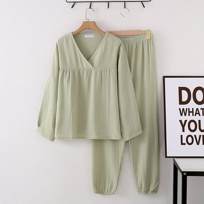 Kevadine ja sügisene naiste pidžaamad puuvillased pikkade varrukatega püksid koduriietus ülikond naiste pidžaamad magamisriided riided