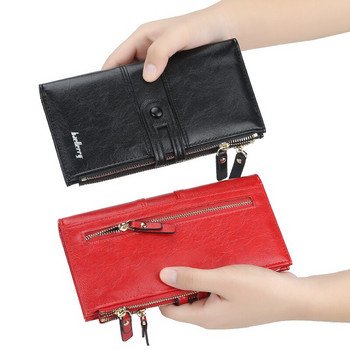 Дамски портфейли, модни дълги кожени висококачествени държачи за карти, класическа дамска чанта с цип Марка портфейл за жени