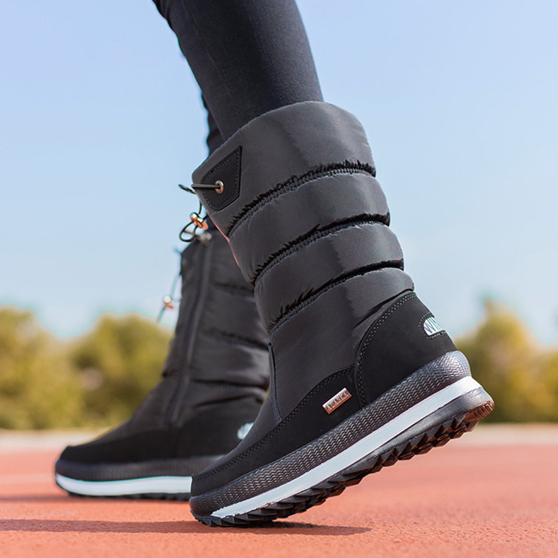 Γυναικείες χειμερινές μπότες Πλατφόρμας Μπότες χιονιού Αδιάβροχες αντιολισθητικές χοντρές βελούδινες ζεστές μπότες στη μέση για γυναικεία χειμερινά παπούτσια Botas Mujer