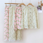 Pijamale din bumbac Bubble Pantaloni dulci cu mâneci lungi pentru femei primăvara și toamna Imbracaminte de acasă din două piese Set nou pentru femei