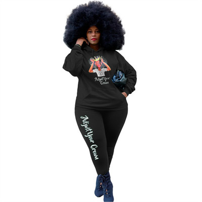 Γυναικείες αθλητικές φόρμες χειμερινά ρούχα Μακρυμάνικα με κουκούλα και παντελόνι Jogger Σετ δύο τεμαχίων Σετ συν μεγεθών Χονδρική Dropshipping