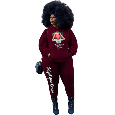 Γυναικείες αθλητικές φόρμες χειμερινά ρούχα Μακρυμάνικα με κουκούλα και παντελόνι Jogger Σετ δύο τεμαχίων Σετ συν μεγεθών Χονδρική Dropshipping