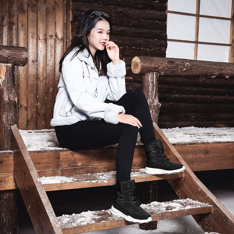 TUINANLE Γυναικείες μπότες Χειμερινές λευκές μπότες χιονιού Κοντό στιλ Αδιάβροχο επάνω μέρος Αντιολισθητικό Ποιότητα βελούδινο μαύρο Botas Mujer Invierno