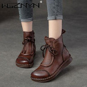 2023 toamna iarna retro cizme din pentru femei cu toc jos, cizme plate confortabile și moi, calde, pantofi din dantelă pentru femei