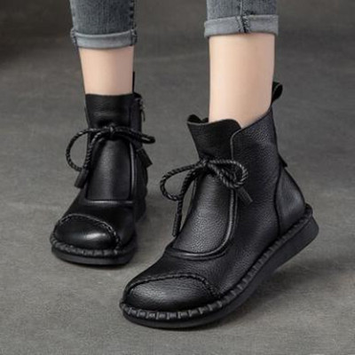 2023 toamna iarna retro cizme din pentru femei cu toc jos, cizme plate confortabile și moi, calde, pantofi din dantelă pentru femei