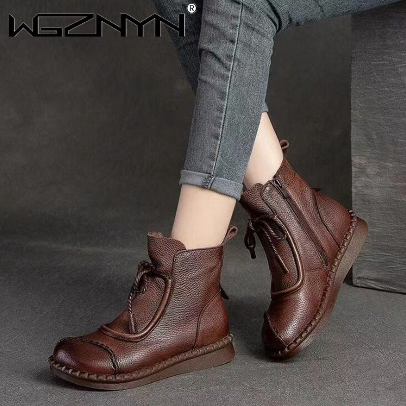 2023 toamna iarna retro cizme din pentru femei cu toc jos, cizme plate confortabile și moi, calde, pantofi din dantelă pentru femei