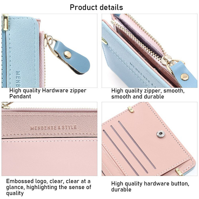 Moodne naiste mündikott Mini sidur Lühike rahakott kaardihoidja Naine Hasp Mini sidur Tüdrukule Mündikott Väike rahakott